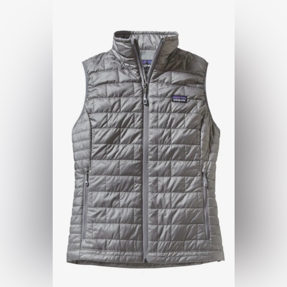 Patagonia Vest Nano Puff Quilted Box Stitching Water Resistant Silver Grey Sz. S